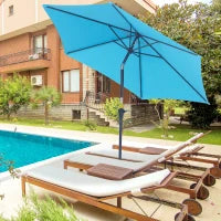 Ombrellone da Giardino Ø2.6x2.4 m con Manovella e Testa Inclinabile in Alluminio e Poliestere, Blu