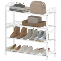 Scaffalatura per Scarpe in Bambù per 12 Paia di Scarpe per Ingresso Corridoio Camera da Letto 67,5x24,7x72 cm Bianco