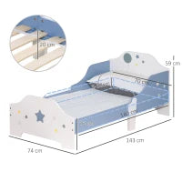 Letto Basso per Bambini e Bambine di +3 Anni con Sponde, Lettino Blu e Bianco, 143 x 74 x 59 cm