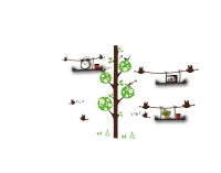 Sticker Da Muro Birds And Tree Con Mensole Cm 120X120