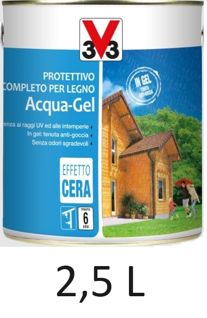 V33 112364 impregnante 2,5 litri noce scuro protettivo completo per legno acqua-gel