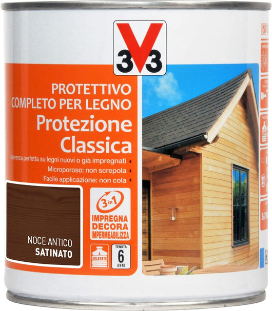 V33 750ml impregnante 112312 noce antico protettivo completo per legno protezione classica