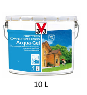 V33 impregnante 10 litri bianco protettivo completo per legno acqua-gel 112394