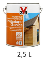 V33 impregnante 112321 noce scuro 2,5 litri protettivo completo per legno protezione classica