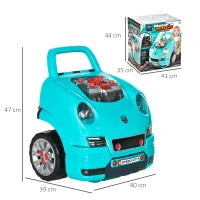 Officina Camion Giocattolo per Bambini 3-5 Anni a 61 Pezzi con Maniglia, in ABS e PP, 40x39x47 cm, Nero e Azzurro