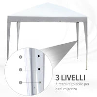 Gazebo Pieghevole con Corde e Picchetti da Giardino Tessuto Oxford 2.95x2.95M Bianco