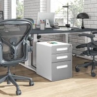 Cassettiera per Ufficio a 3 Cassetti con Serratura, Ruote, Portadocumenti Formato A4, Legale e Lettera, Grigio Chiaro