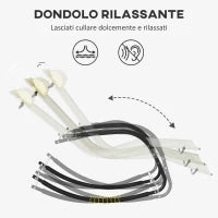 Set da 2 Sdraio a Dondolo con Poggiatesta e Braccioli, 67x144x87 cm, Grigio e Beige