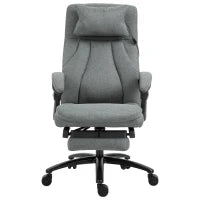 Sedia da Ufficio Massaggiante, Poltrona Direzionale Regolabile in Altezza, Sedia Gaming con Funzione Massaggiante, Sedia Girevole Ergonomica, Poltrona Massaggiante, Tessuto Effetto Lino, 64 x 74 x 109-117 cm, Grigio