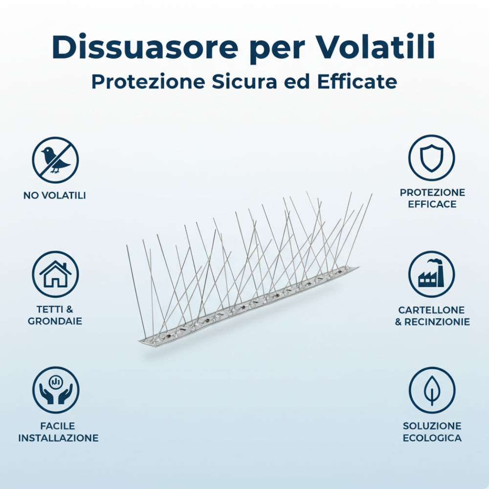 Dissuasore rigiflex per volatili flessibile punte acciaio inox