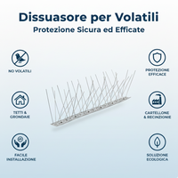 Dissuasore rigiflex per volatili flessibile punte acciaio inox