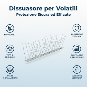 Dissuasore rigiflex per volatili flessibile punte acciaio inox