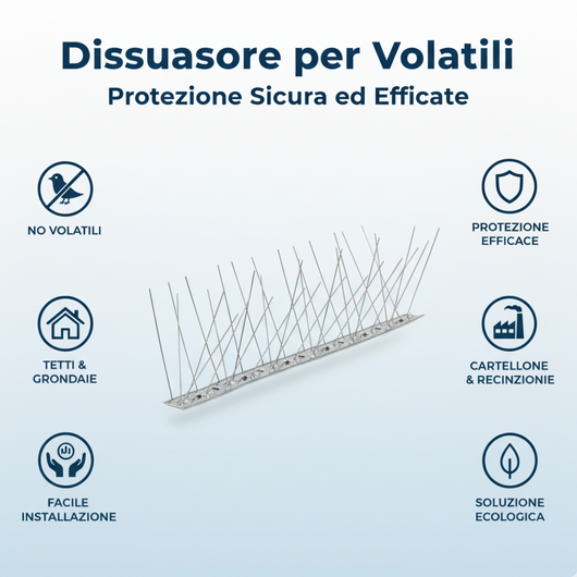 Dissuasore rigiflex per volatili flessibile punte acciaio inox