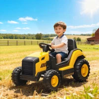 Macchina Elettrica per Bambini 3-6 Anni Marchio Ufficiale CAT 12V, Guida Manuale e con Telecomando, Giallo