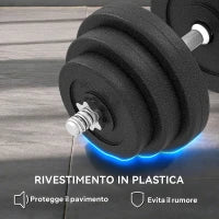Set 2 Manubri Regolabili da 40 kg Totali con 12 Dischi e Impugnatura Antiscivolo, in Acciaio e Plastica, Nero