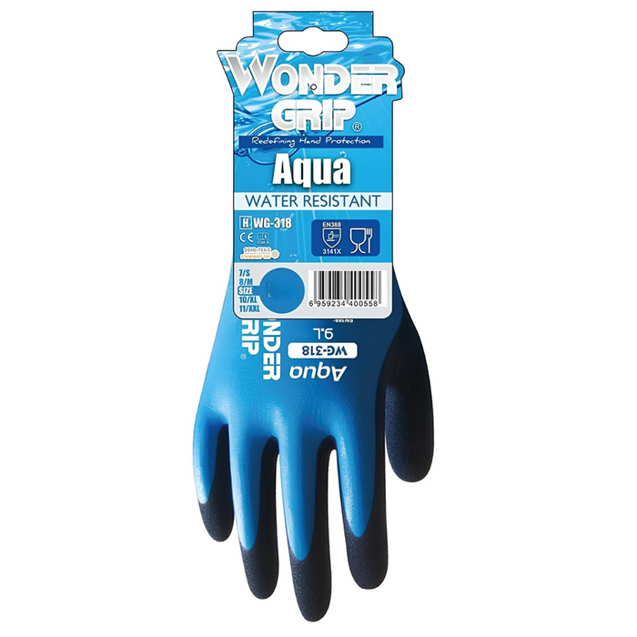 Guanti lavoro aqua impermeabili idrorepellenti ambienti umidi bagnati wondergrip *** misura large - l, confezione 1