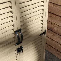 Armadio da Esterno Portaoggetti a 2 Ripiani con Picchetti, in Legno di Abete, 75x50x111/118 cm