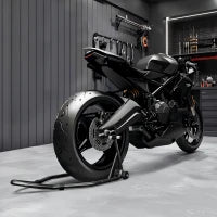 Supporto Cavalletto per Moto Posteriore Supporto Ruota Solleva Moto Posteriore su Ruote con Bobina di Braccio Oscillante U, Nero