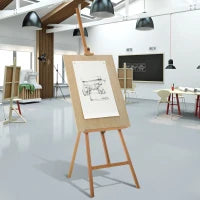 Cavalletto per Pittura Treppiede con Supporto per Tela Regolabile in Legno di Faggio, 65x68x174-230 cm