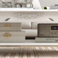 Tavolino da Salotto con Ampio Ripiano Portaoggetti Inferiore in Legno, 94x44x43cm, Bianco