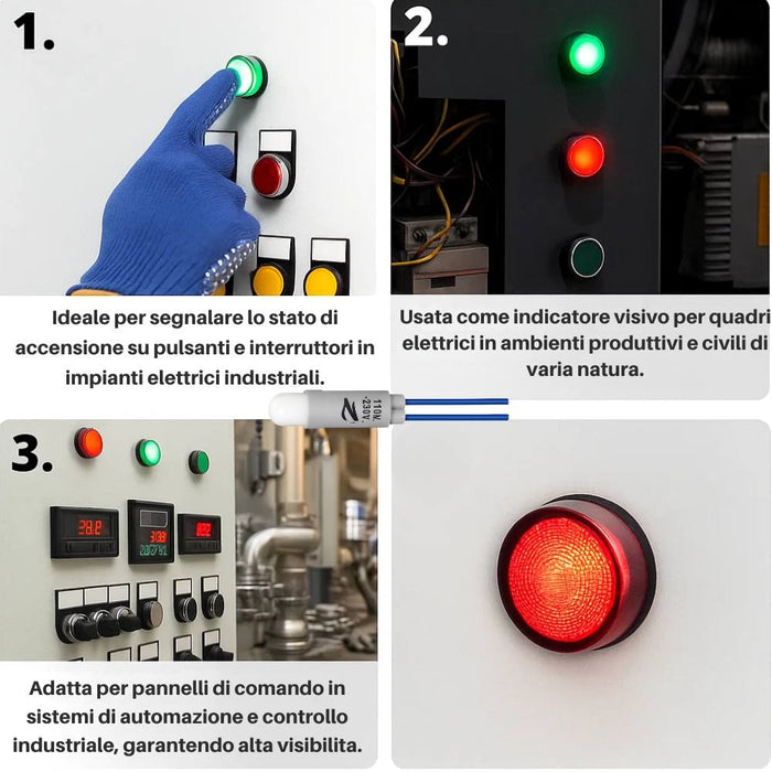 Lampada di segnalazione di ricambio led 110-230v per pulsanti e interruttori *** colore blu, confezione 1