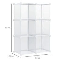 Mobile Scarpiera Modulare Salvaspazio, 6 Cubi in Plastica PP, 65x32x162 cm, Trasparente