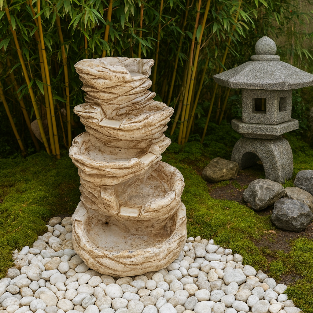 Fontana giardino niagara marrone calcestruzzo senza rubinetto 70 x 60 x h.95 cm