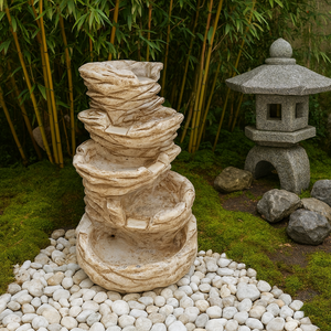 Fontana giardino niagara marrone calcestruzzo senza rubinetto 70 x 60 x h.95 cm