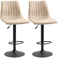 Sgabelli da Bar Set 2 Pezzi ad Altezza Regolabile, in Acciaio e Poliestere, 47.5x57.5x95-116 cm, Marrone