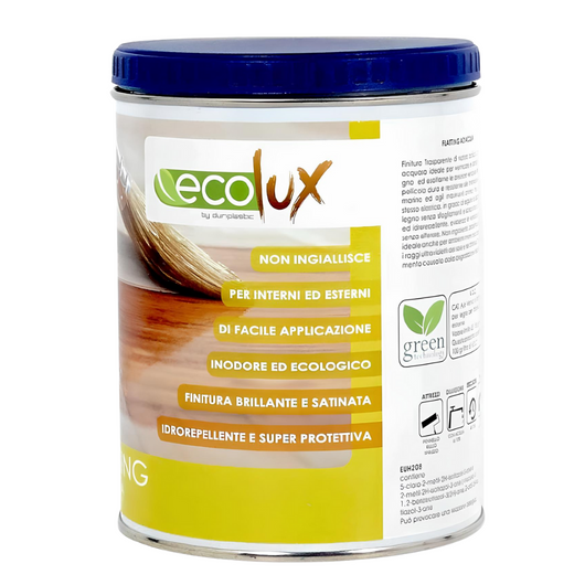 Ecolux flatting ad acqua vernice lucida per legno trasparente *** formato 0,750 lt, confezione 1
