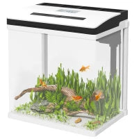 Acquario da 13L a Illuminazione LED con Fori di Ventilazione, in Vetro HD e ABS, 29x20x30.5 cm