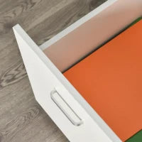 Cassettiera Ufficio a 2 Cassetti con Serratura e 5 Ruote, in Truciolato, 40x49x58 cm, Bianco