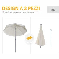 Ombrellone da Esterno 2x2.3 m Portatile con Tettuccio Inclinabile, in Metallo e Poliestere, Crema