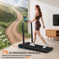 Tapis Roulant Pieghevole con Inclinazione Regolabile, Velocità 1-10 km/h, Display LED e Telecomando, Nero