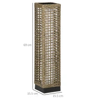 Lampada Solare da Giardino con Pannello di Ricarica, in Acciaio e Rattan, 15.5x15.5x69 cm, Nero e Marrone