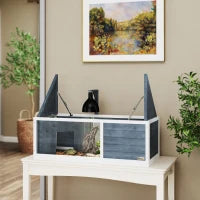 Casa per Tartarughe con Coperchio Superiore Facile da Aprire, Lampada, Pannello Frontale Trasparente, 120 x 50 x 40 cm, Grigio