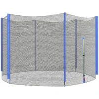 Rete di Protezione per Trampolini a 6 Pali con Ingresso con Cerniera, in PE, Ø305x180 cm, Nero e Blu