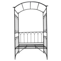 Arco da Giardino con Panchina 2 Posti per Matrimoni Feste Metallo 115 x 50 x 203 cm Nero