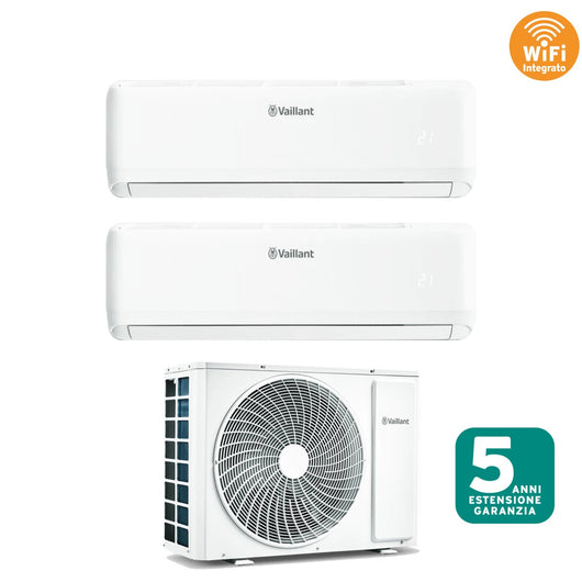 Climatizzatore Condizionatore Vaillant Dual Split Inverter serie CLIMAVAIR PRO 9+9 con VAM1-050A2NO R-32 Wi-Fi Integrato 9000+9000