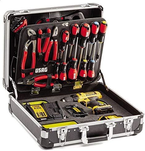 VALIGIA CON ASSORTIMENTO 74 UTENSILI +TRAPANO AVVITATORE DEWALT