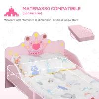 Letto per Bambini con Bordi Rialzati e 6 Gambe in Legno per Cameretta, Lettino per Bimbi da 3-6 Anni, 143x73x60cm, Rosa