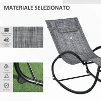 Sedia Sdraio a Dondolo Zero-Gravity da Esterno Impermeabile con Poggiatesta, 155x61x88 cm, Grigio
