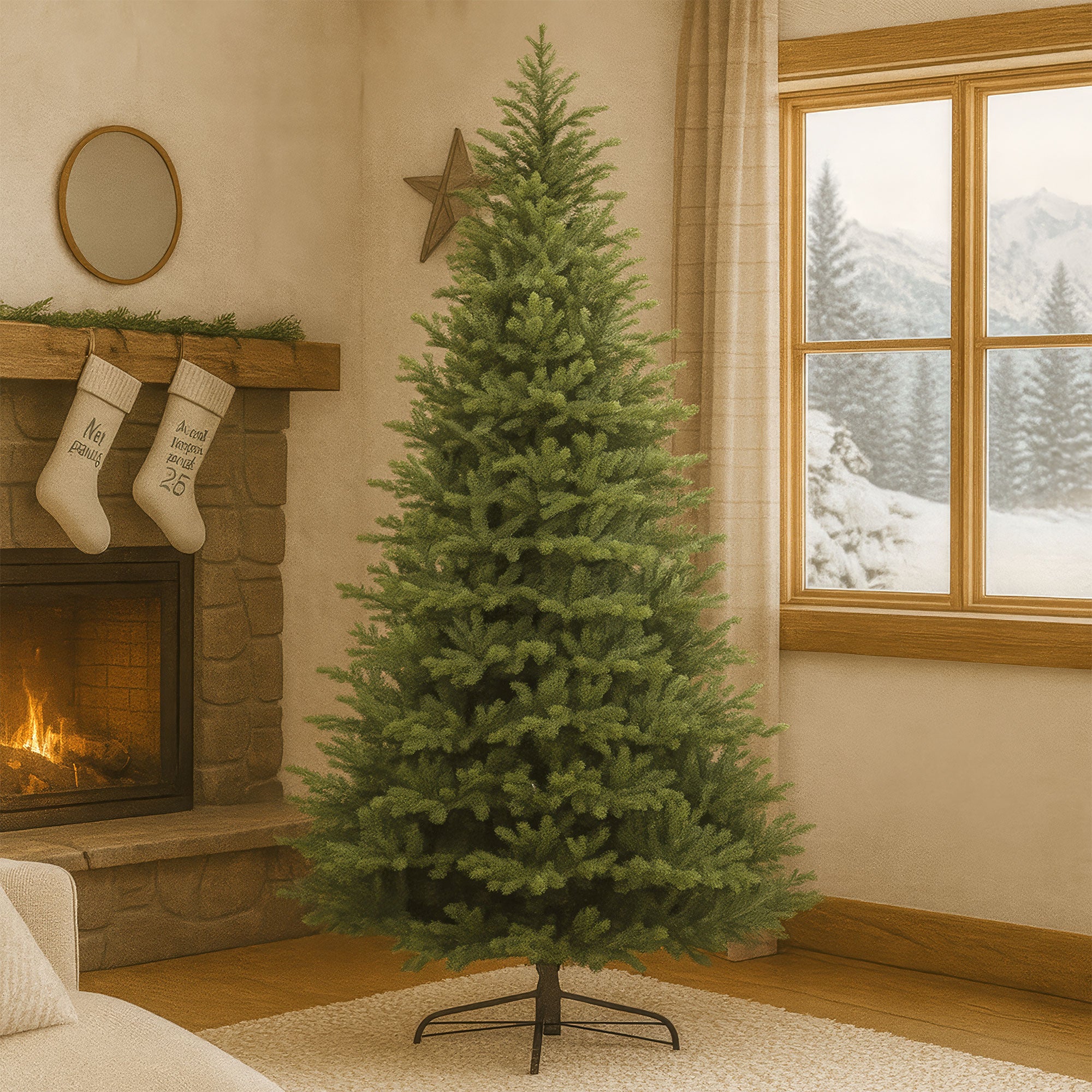 Amstel - Albero di Natale Tradizionale in PE e PVC Ø152x240H, 2530 Punte