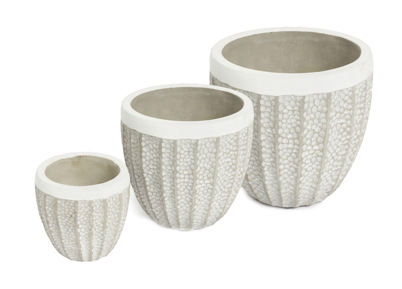 Set 3 Vaso Decorativo Moderno Per Fiori In Cemento Design Modello Grain
