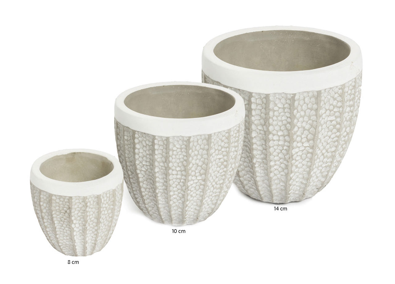 Set 3 Vaso Decorativo Moderno Per Fiori In Cemento Design Modello Grain