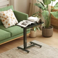 Scrivania con Altezza Regolabile, con 4 Ruote, a Forma di C, 65 cm x 48 cm x 70-110 cm, Nero