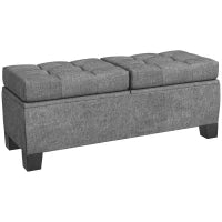 Panca Fondoletto Contenitore in Tessuto con Imbottitura Trapuntata, 116x41x47cm, Grigio