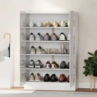 Scarpiera a 5 livelli per 20 paia di scarpe, ripiani regolabili, per ingresso, corridoio, legno, Bianco