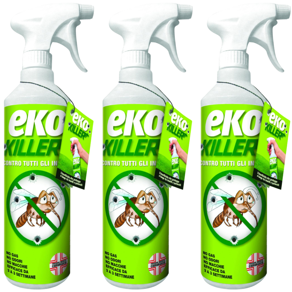 Insetticida universale insetti parassiti spray 750 ml ekokiller 3 pezzi