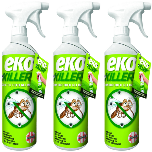 Insetticida universale insetti parassiti spray 750 ml ekokiller 3 pezzi
